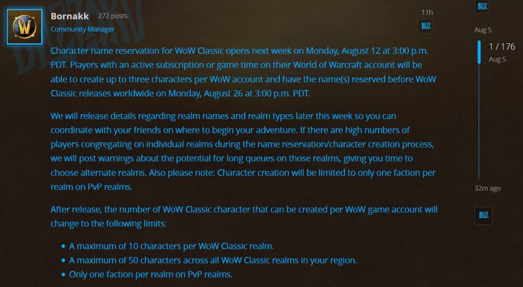 Character Name Reservation Opens On The 12th, Realm Names And Types Coming Later This Week