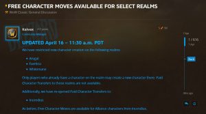 New Character Creation Restricted On Select Realms In Wow Classic