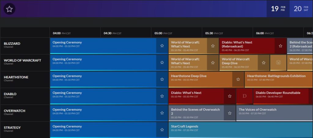 Blizzconline's Schedule Is Now Available