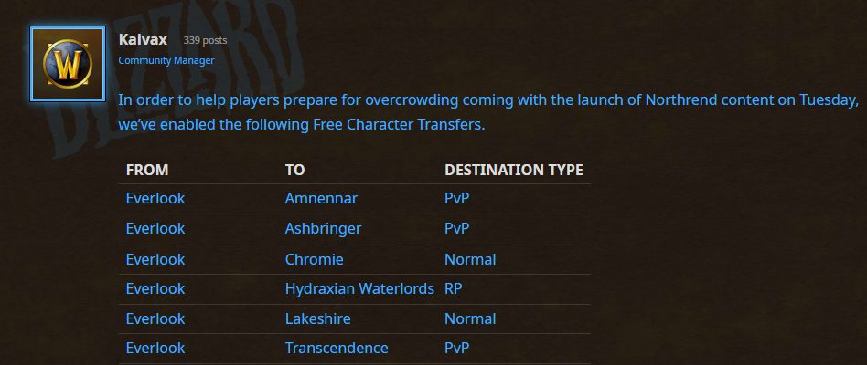 eu server free character transfers for wotlk's launch featured image